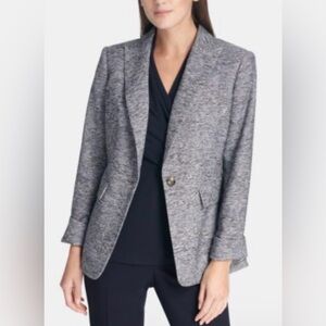 DKNY Charcoal/Blue Textured Blazer